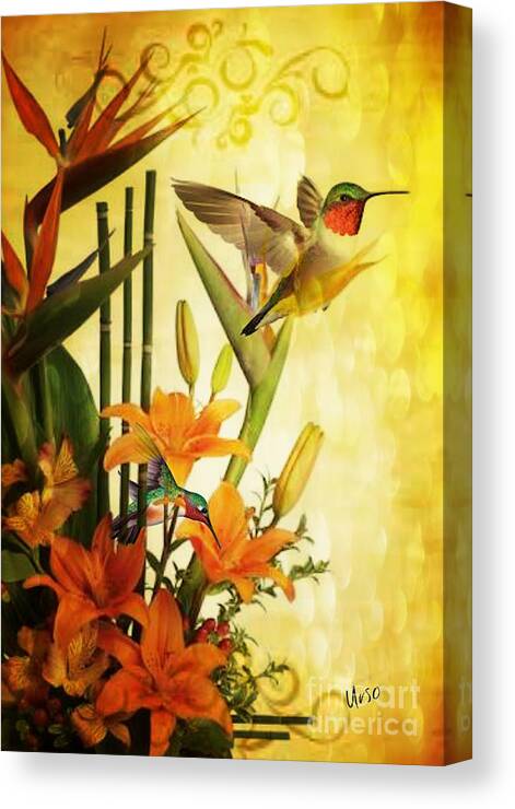 Orange Lily Delight Canvas Print featuring the digital art Orange Lily Delight by Maria Urso