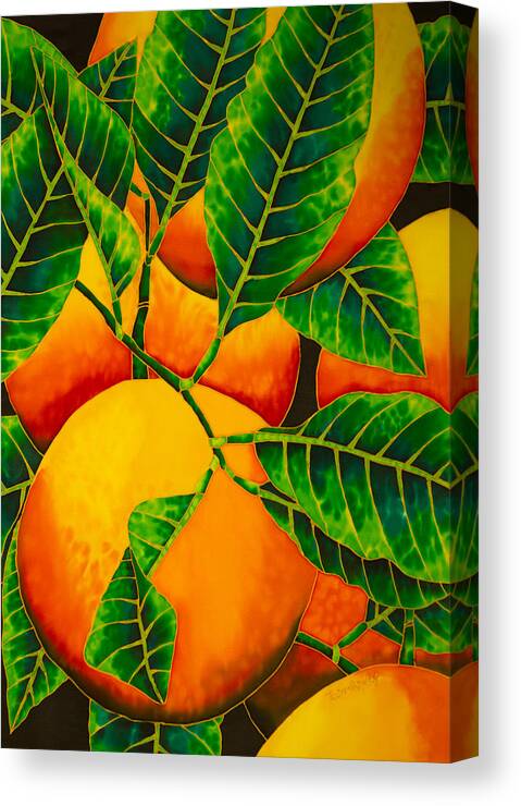 Silk Art Canvas Print featuring the painting Oranges by Daniel Jean-Baptiste