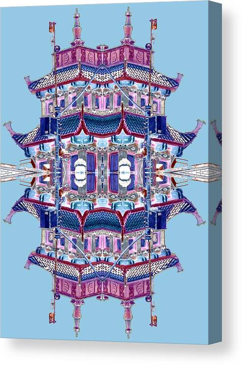 China Town Canvas Print featuring the photograph Pagoda Tower Becomes Chinese Lantern 2 Chinatown Chicago by Marianne Dow