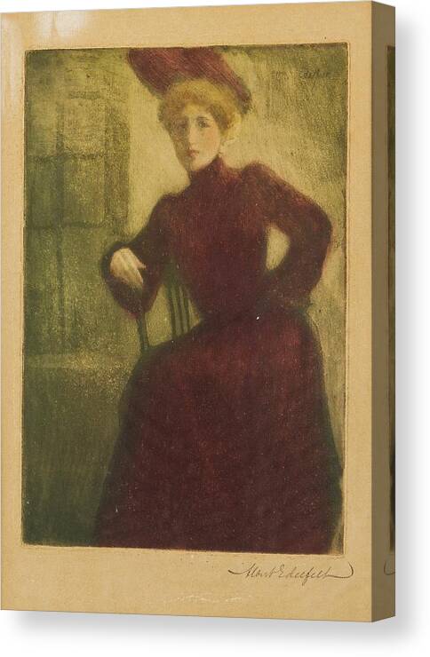 Albert Edelfelt (1854-1905) Parisienne Canvas Print featuring the painting Parisienne etching by MotionAge Designs
