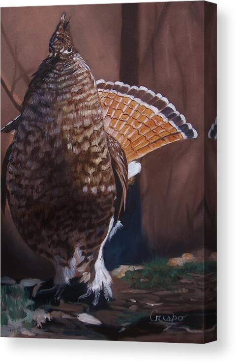Bird Canvas Print featuring the painting Partridge by Jean Yves Crispo