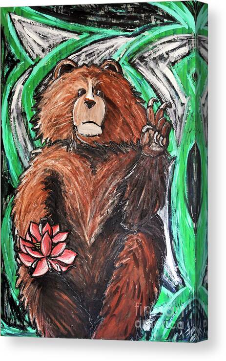 Brown Bear Canvas Print featuring the painting Peaceful Demonstration by Rebecca Weeks