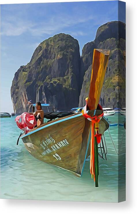Thailand Canvas Print featuring the photograph Phi Phi Don Long-tail boat by Dennis Cox