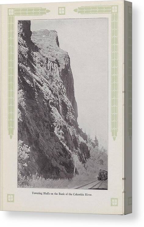 Tour Guides Canvas Print featuring the photograph Photo of Bluffs On Columbia River From 1915 Travel Brochure by Chicago and North Western Historical Society