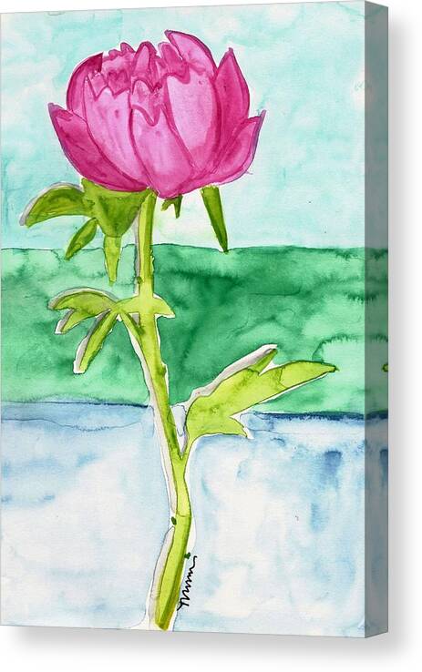 Pink Canvas Print featuring the painting Pink Peony by Monica Martin