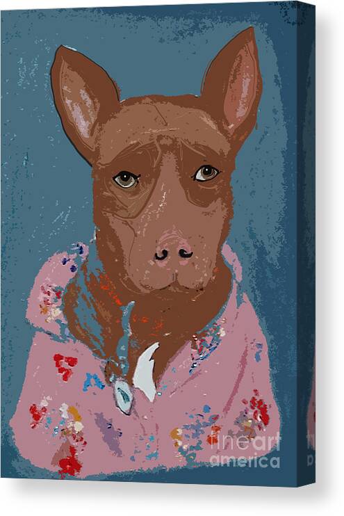 Pitt Bull Canvas Print featuring the digital art Pitty in Pajamas by Ania M Milo