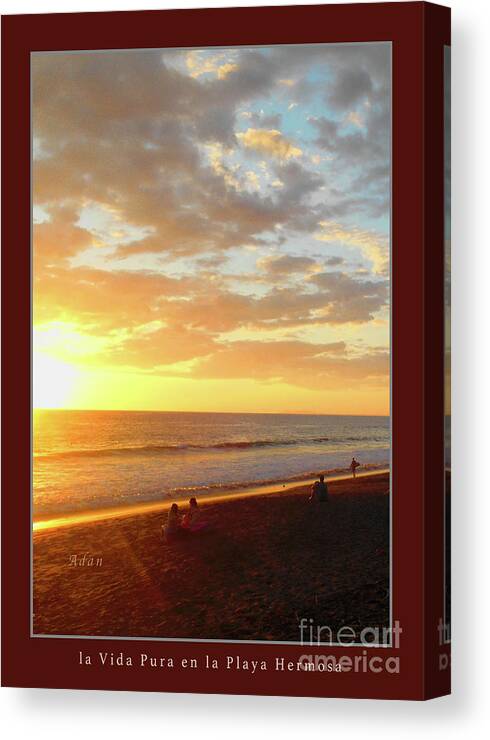 Costa Rica Canvas Print featuring the photograph Playa Hermosa Puntarenas Costa Rica - Sunset A One Detail Two Vertical Poster Greeting Card by Felipe Adan Lerma