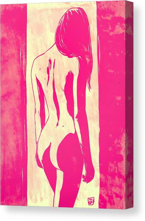 Peppe Cristiano Canvas Print featuring the drawing Pretty in Pink by Giuseppe Cristiano