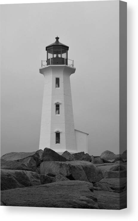 Lighthouse Canvas Print featuring the photograph Pride of Nova Scotia B n W by Richard Andrews