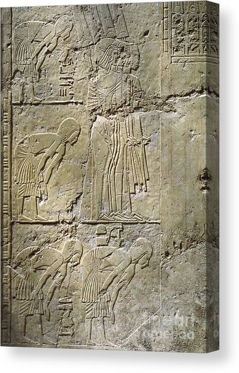 Tomb Canvas Print featuring the relief Private Tombs -Painting West Wall Tomb of Ramose T55 - Stock Image - Fine Art Print - Thebes by Urft Valley Art \ Matt J G Maassen-Pohlen