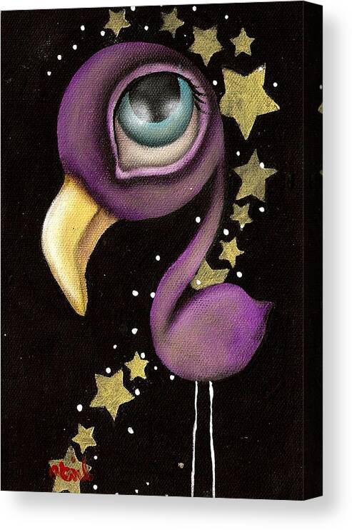 Abril Canvas Print featuring the painting Purple Flamingo by Abril Andrade