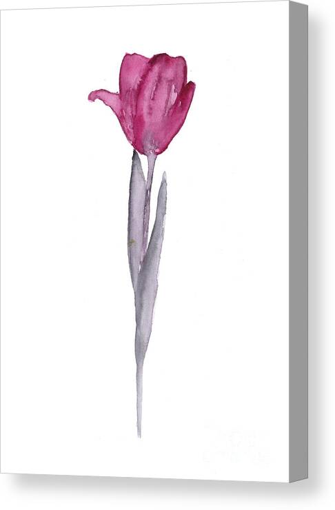 Tulip Canvas Print featuring the painting Purple tulip botanical artwork poster by Joanna Szmerdt