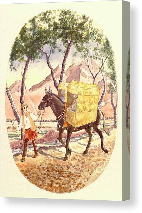 Baha'i Canvas Print featuring the painting Quddus and Tahirih travel from Badasht in a howdah by Sue Podger