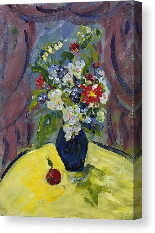 Still Life Canvas Print featuring the painting Red Apple by Alida M Haslett
