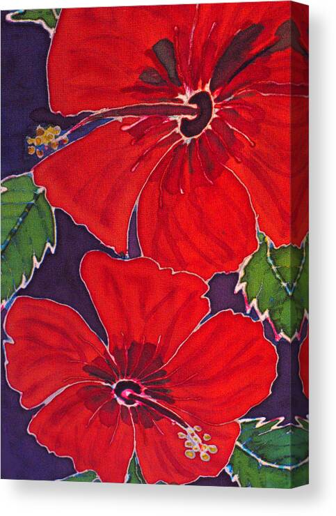  Canvas Print featuring the painting Red on Purple by Kelly Smith