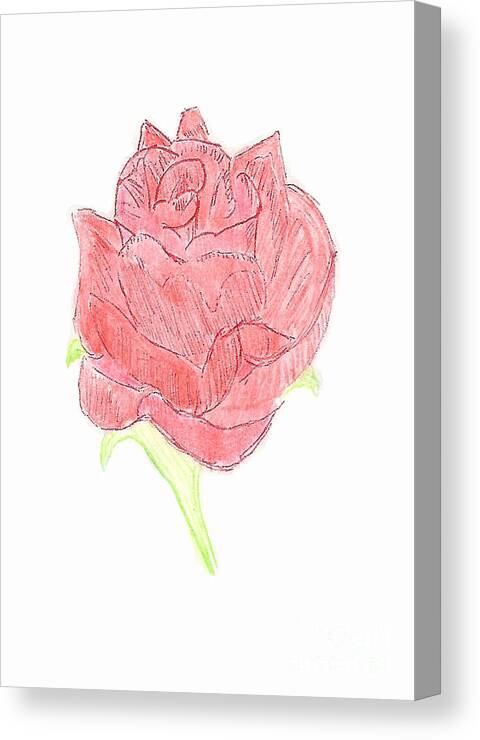 Rose Canvas Print featuring the painting Red Rose #3 by Donna L Munro
