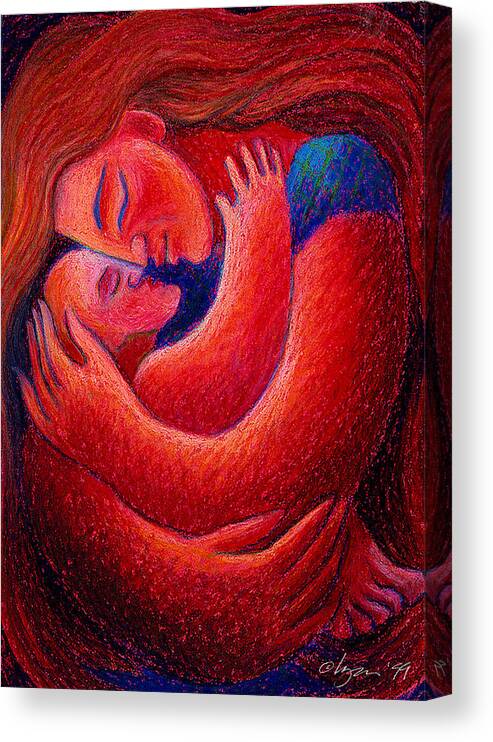Pastels Canvas Print featuring the pastel Red Sunset Mama by Angela Treat Lyon