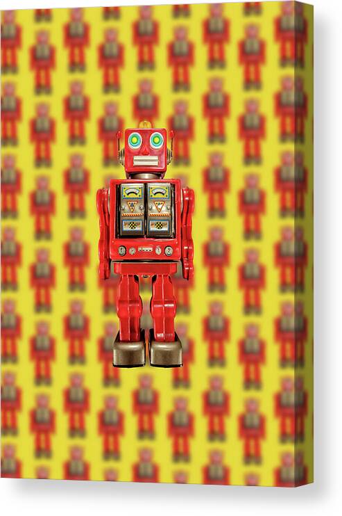 Classic Canvas Print featuring the photograph Red Tin Toy Robot Pattern by YoPedro
