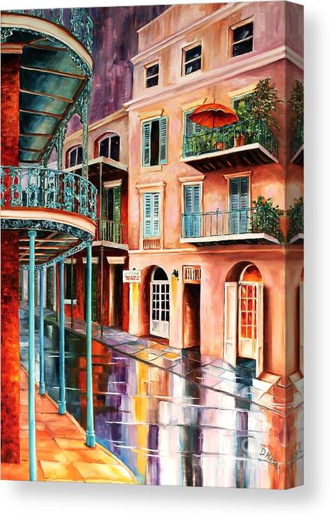 New Orleans Canvas Print featuring the painting Reflections on St Peter Street by Diane Millsap