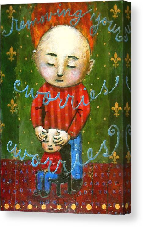 Text Canvas Print featuring the painting Removing Your Worries by Pauline Lim