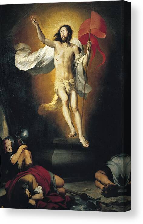 Bartolome Esteban Murillo Canvas Print featuring the painting Resurrection of the Lord by Bartolome Esteban Murillo