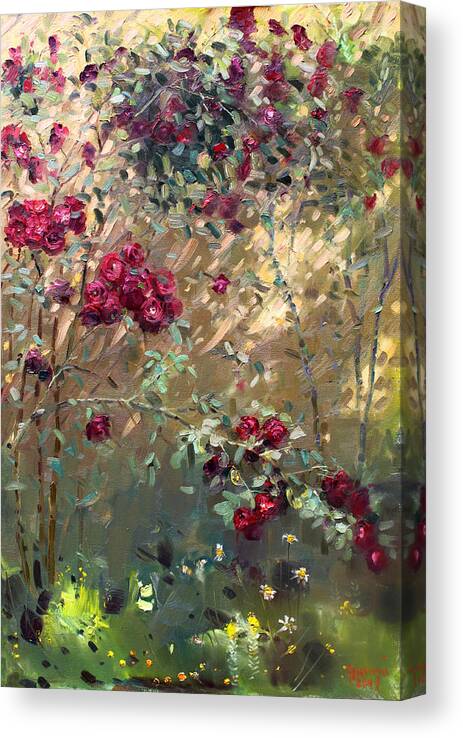 Roses Canvas Print featuring the painting Roses are Red by Ylli Haruni