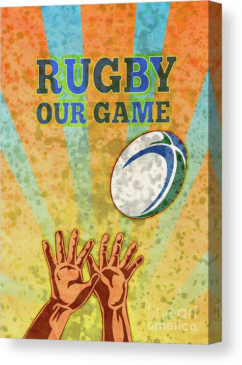 Rugby Canvas Print featuring the digital art Rugby Player Hands Catching Ball by Aloysius Patrimonio