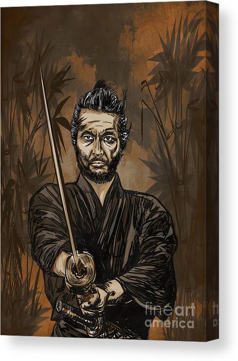 Shodo Canvas Print featuring the painting Samurai warrior. by Andrzej Szczerski