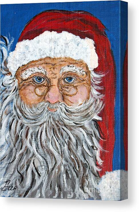 Christmas Canvas Print featuring the painting Santa Claus - Christmas art by Ella Kaye Dickey