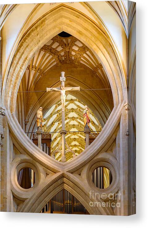 Scissor Canvas Print featuring the photograph Scissor Arches, Wells Cathedral by Colin Rayner
