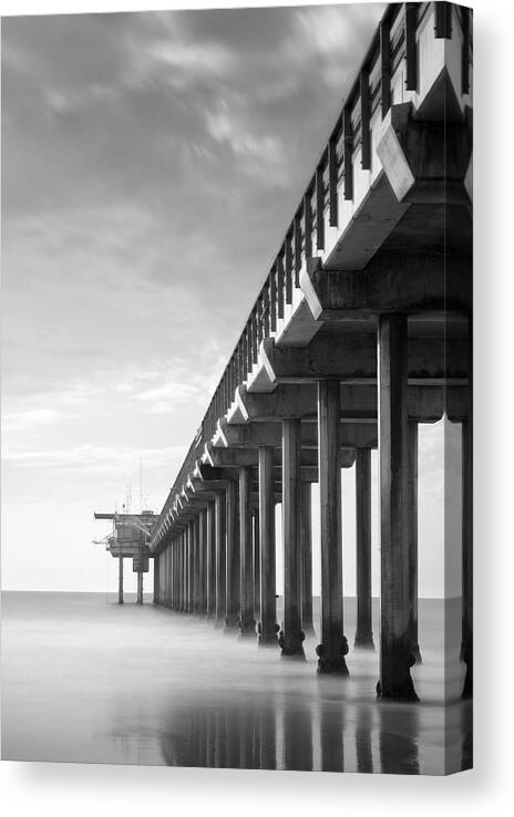 San Diego : La Jolla Shores. Canvas Print featuring the photograph Scripps Pier Clouds by William Dunigan