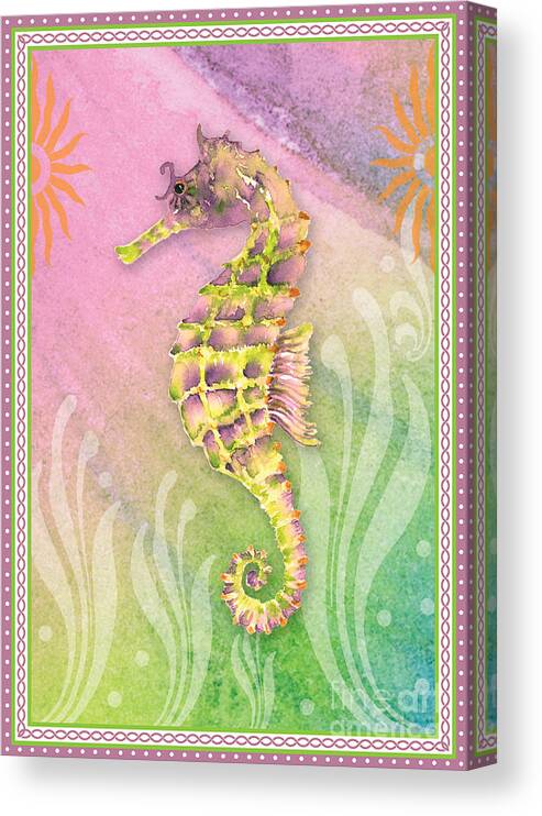 Purple Seahorse Canvas Print featuring the painting Seahorse Violet by Amy Kirkpatrick