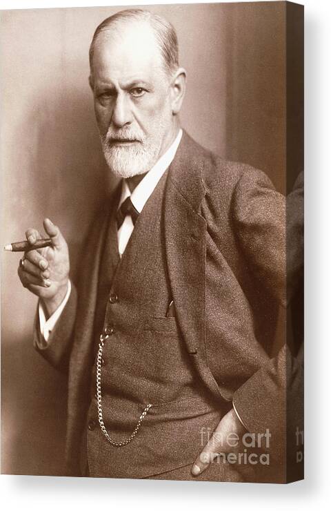 Freud Canvas Print featuring the photograph Sepia photograph of Sigmund Freud, circa 1921 by Max Halberstadt