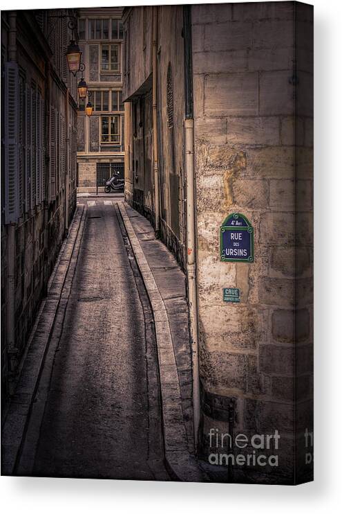  Paris Canvas Print featuring the photograph Shadows Rue des Ursins Paris Street Moods by Chuck Kuhn