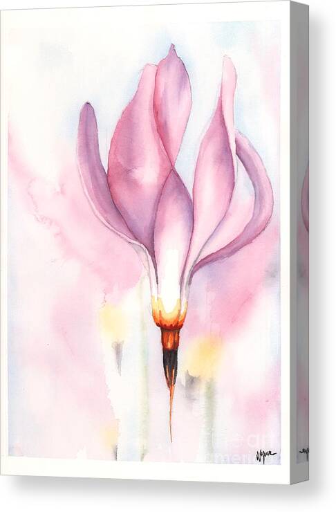 Dodecatheon Media Canvas Print featuring the painting Shooting Stars by Hilda Wagner