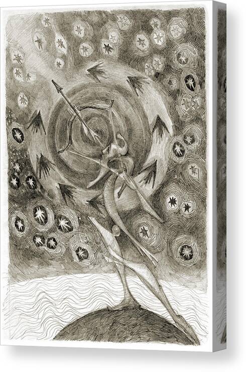 Archer Canvas Print featuring the drawing Shooting Stars by Juel Grant