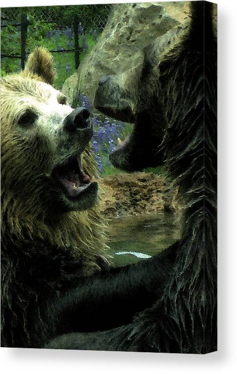 Bears Canvas Print featuring the digital art Silly Bears by Holly Ethan