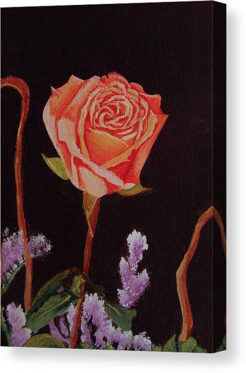 Rose Canvas Print featuring the painting Single Rose by Quwatha Valentine