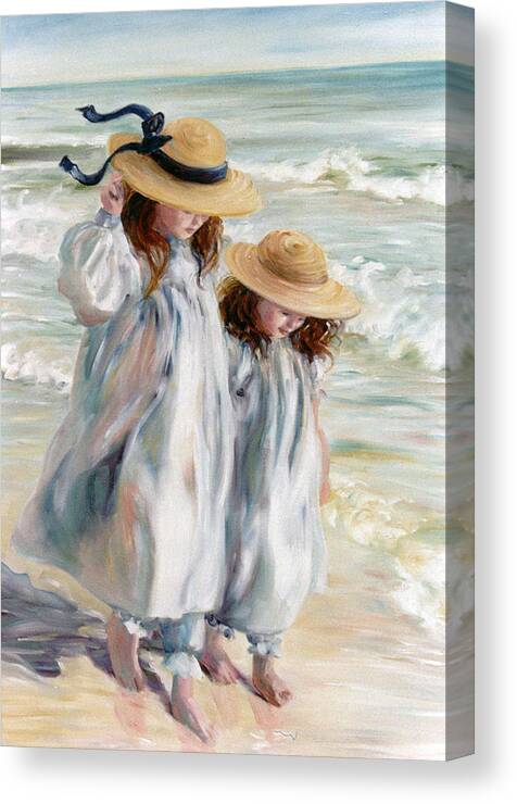 Sunhat Canvas Print featuring the painting Sisters in Sunhats by Marie Witte