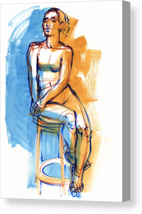 Figure Study Canvas Print featuring the painting Sitting High by Judith Kunzle