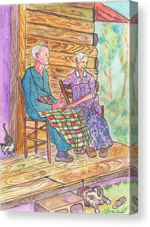Front Porch Canvas Print featuring the mixed media Sitting On The Front Porch by Philip And Robbie Bracco