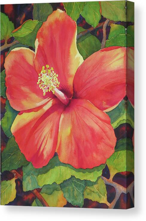 Hibiscus Canvas Print featuring the painting Sizzle by Judy Mercer