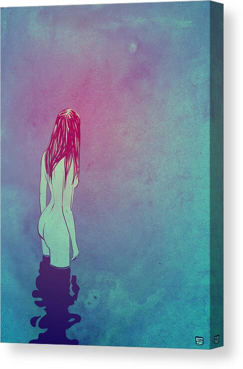 Naked Canvas Print featuring the drawing Skinny Dipping by Giuseppe Cristiano