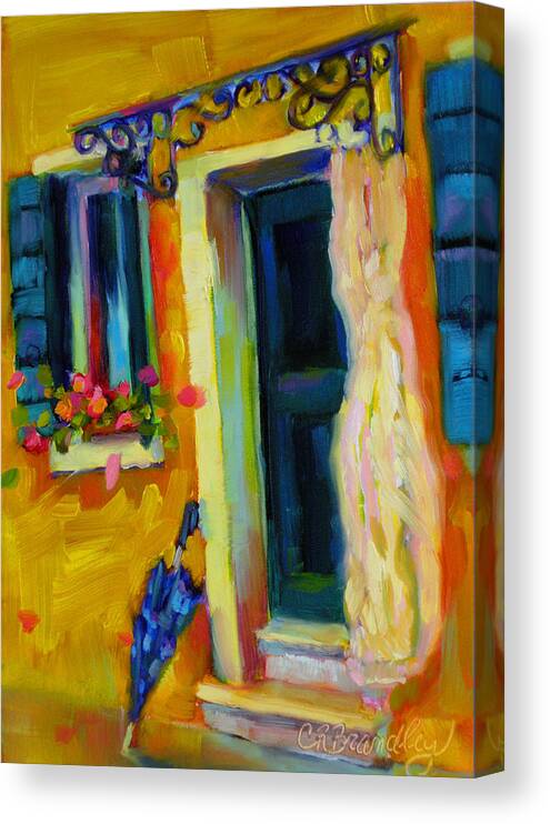 Burano Canvas Print featuring the painting Sliver of Sunshine by Chris Brandley
