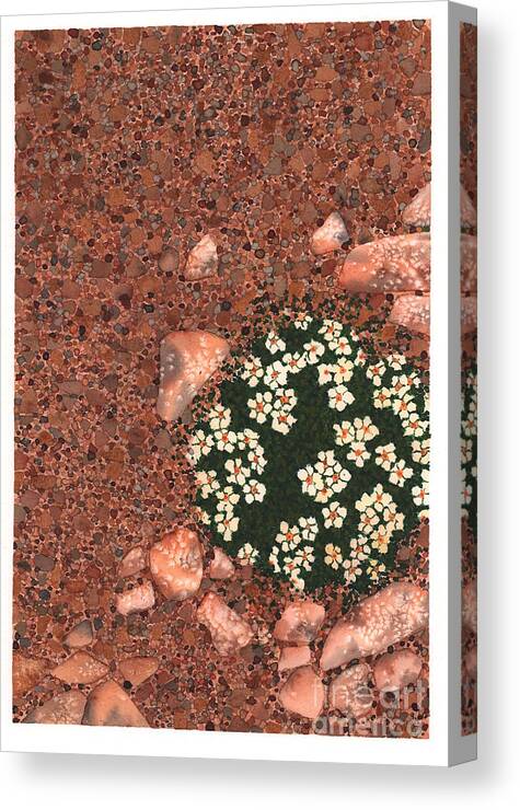 Succulent Canvas Print featuring the painting Small Flower Mound by Hilda Wagner