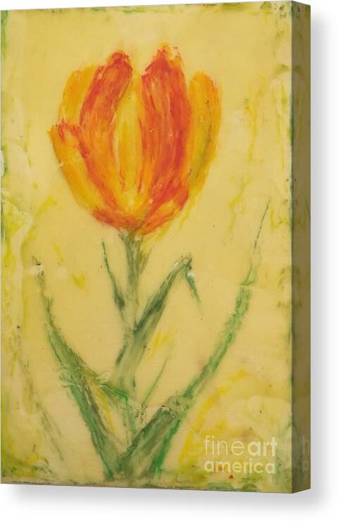 Encaustic Canvas Print featuring the painting Solo Tulip by Christine Chin-Fook