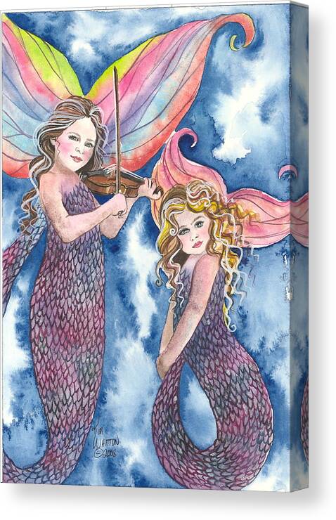 Fantasy Canvas Print featuring the painting Song of the Sirens by Kim Whitton