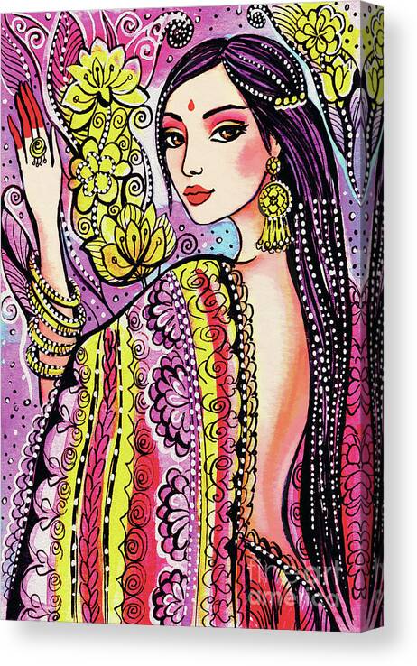 Beautiful Indian Woman Canvas Print featuring the painting Soul of India by Eva Campbell