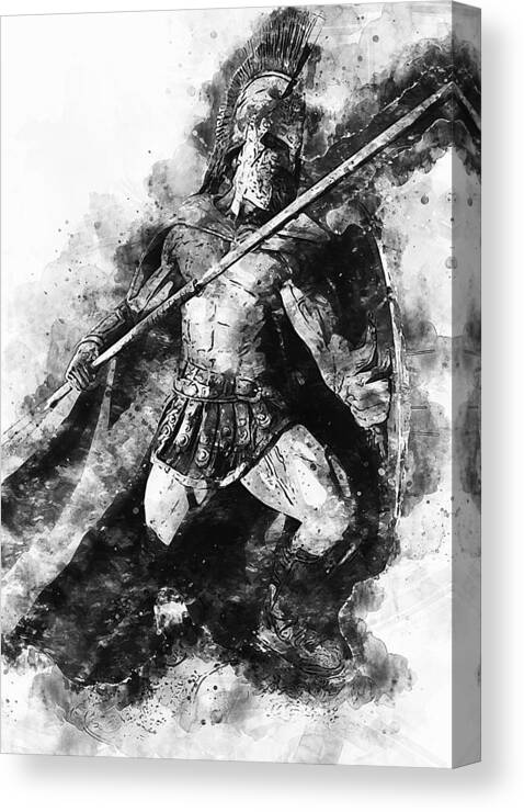 Spartan Warrior Canvas Print featuring the painting Spartan Hoplite - 21 by AM FineArtPrints