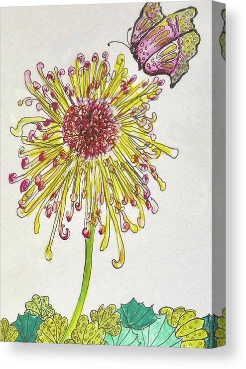 Zentangle Canvas Print featuring the drawing Spider Lily by Harriett Masterson